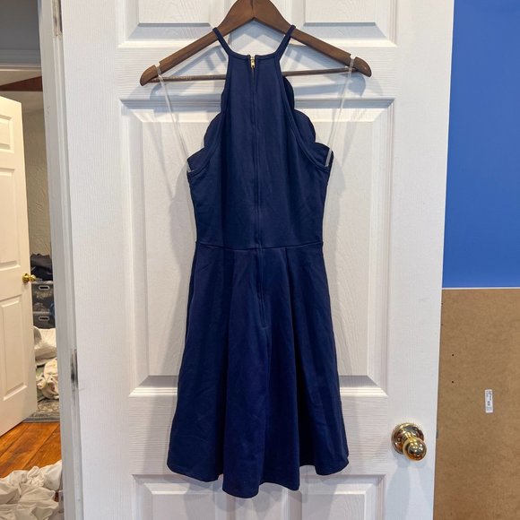 Charlotte Russe Women's Navy Blue Scalloped Skater Dress Size M - Picture 9 of 14